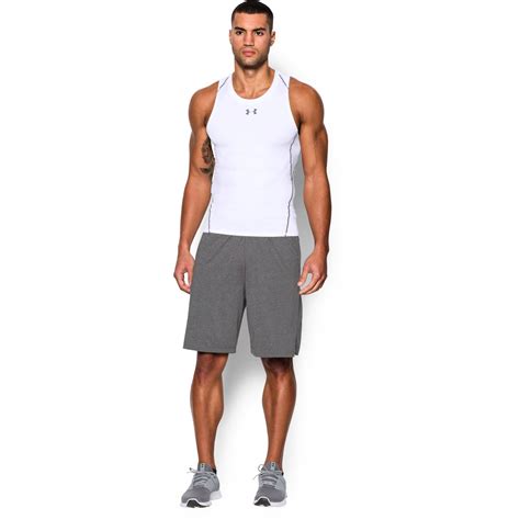 Under Armour Mens HeatGear Compression Tank Top - White - Tennisnuts.com