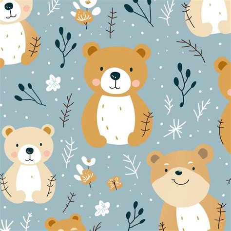 Premium AI Image | Vector Seamless Pattern With Cute Bear Pattern For ...