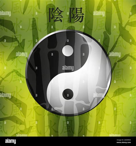 Bagua Con Fondo De Bambú Tai Chi Jeroglíficos Yin Yang Sighn Imagen Vector De Stock Alamy