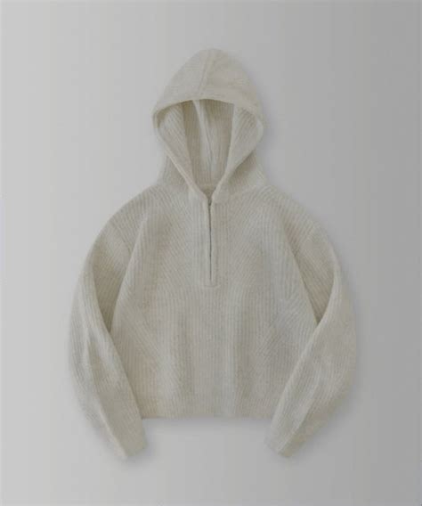 Musinsa Oro Loose Fit Boucl Half Zip Hooded Knit Ivory