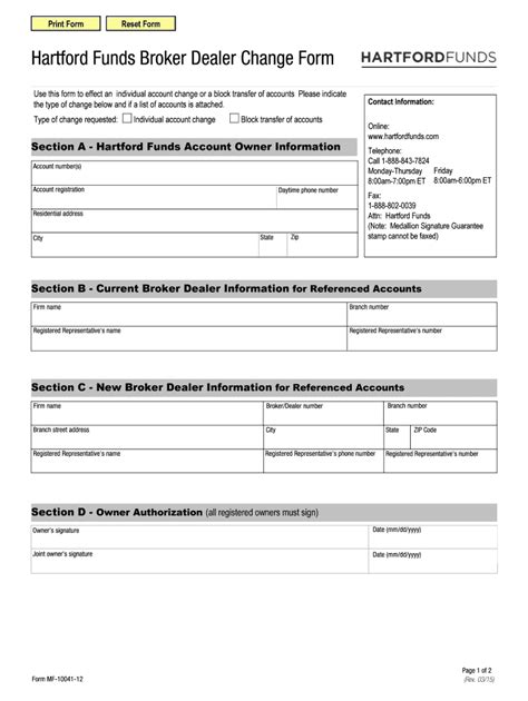 Fillable Online Mutual Fund Broker Dealer Change Form Request A Change