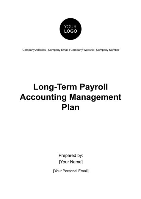 Free Long Term Payroll Accounting Management Plan Template Edit