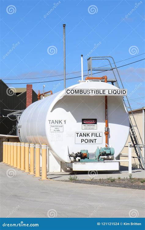 A Fuel Storage Tank With Warning Signs Royalty-Free Stock Image ...