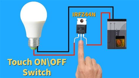 Simple Touch Onoff Switch Circuit With Single Transistor Irfz44n Transistors Circuit Switch