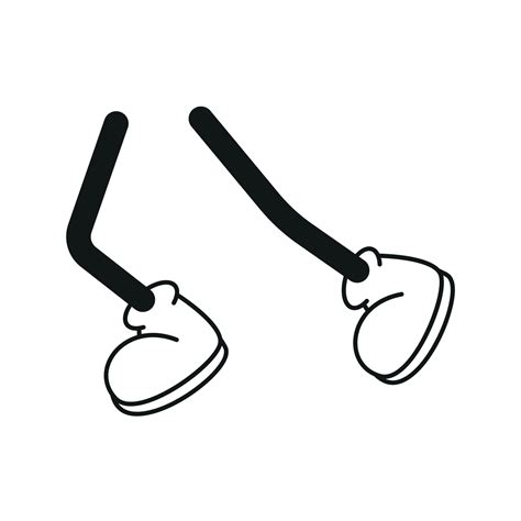 Cartoon vector walking feet in trainers or sneakers on stick legs in