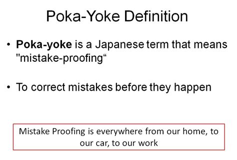 Poka Yoke Definintion Business Strategy Management Lean Six Sigma