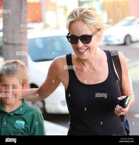 Sharon Stone visits the Beverly Hills Nail Design with her son Quinn ...