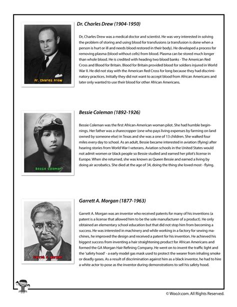 Black History Month Bios - Drew, Coleman, Morgan | Woo! Jr. Kids ...