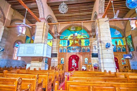 The Interiorof Coptic St George Church in Cairo, Egypt Editorial Stock Photo - Image of martyr ...