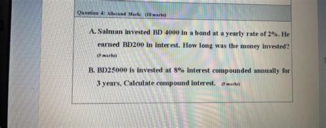 Solved Question Allocated Mark Marks A Salman Chegg