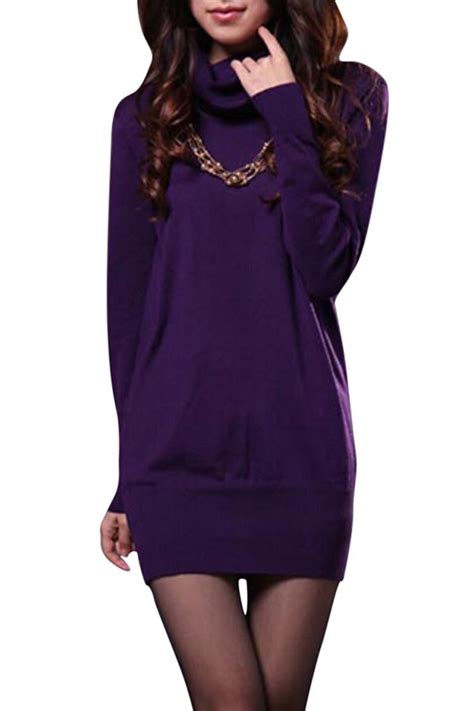 Sweater Dress Purple Knit Sweater Dress Sweater Dress Knitted Pullover Sweaters