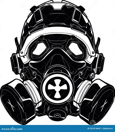 Graffiti Futuristic Gas-mask in Black Over White Stock Vector ...