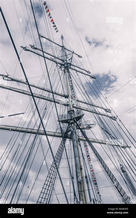 Old Sailing Ship Mast Tall Ship Rigging Detail Masts And Rigging Of A