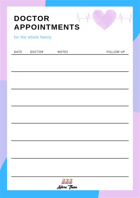 Printable Doctor Visit Form Template