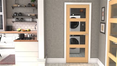 X X Mm Oak Shaker L Clear Glass Internal Door