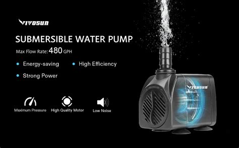 VIVOSUN 480GPH Submersible Pump 1800L H 25W Ultra Quiet Water Pump