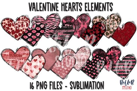 Valentine Sublimation Hearts Elements Bundle 1165204