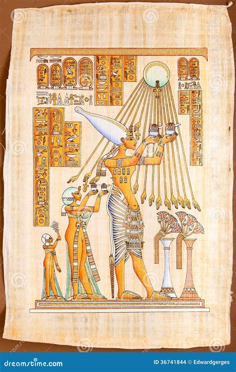 Egyptian Papyrus The Sun God Aten Stock Photo Image Of Manuscript