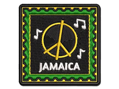 Jamaica Travel Reggae Music Peace Sign Multi Color Embroidered Iron On