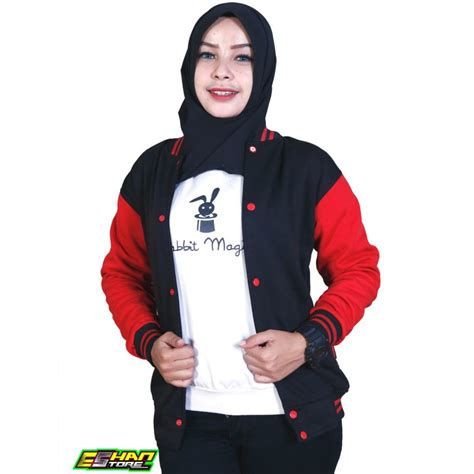 Jual Jaket Baseball Varsity Hitam Merah Shopee Indonesia