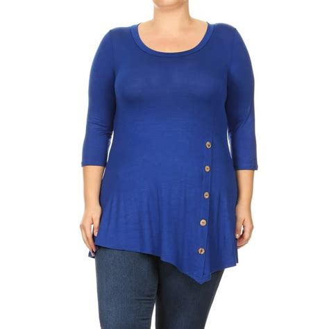 Moa Collection Womens Trendy Style Plus Size 3 4 Sleeves Solid Top