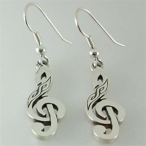 Small Celtic Treble Clef Earrings Hebridean Jewellery