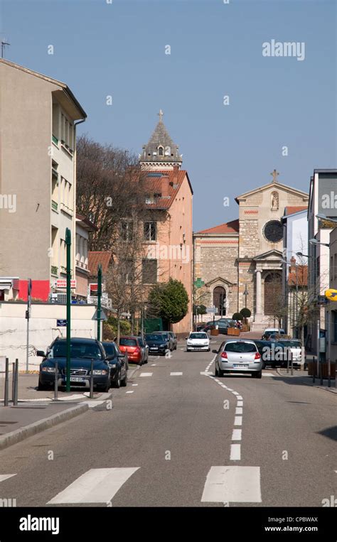 Street Scene In Boulevard Baron Du Marais Sainte Foy Les Lyon France