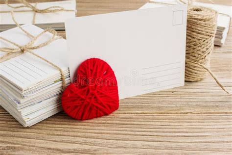 Empty Postcard Postcrossing Red Heart Love Letter Stock Photo Image