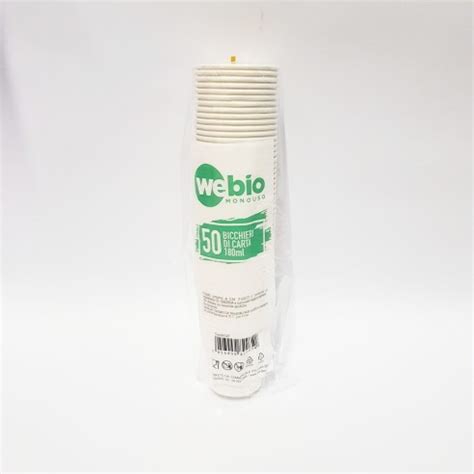 Bicchiere Monouso Biodegradabile Da 180 Ml Bibita Calda Conf 50 Pz Art