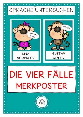 vier Fälle des Nomen Merkposter Unterrichtsmaterial im Fach Deutsch