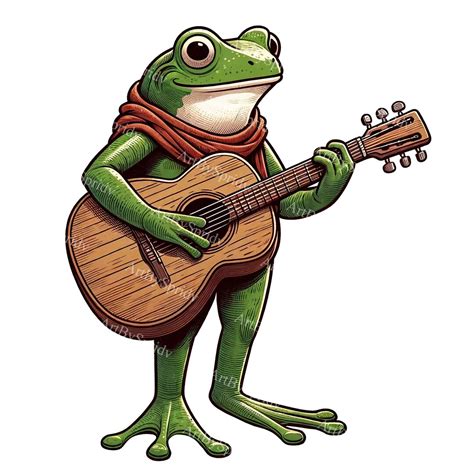 Cartoon Frog Playing Guitar PNG Clipart Digital Clip Art for T-shirt ...