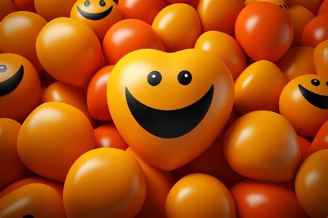 Premium AI Image | orange smiley face in the middle of a bunch of orange balloons