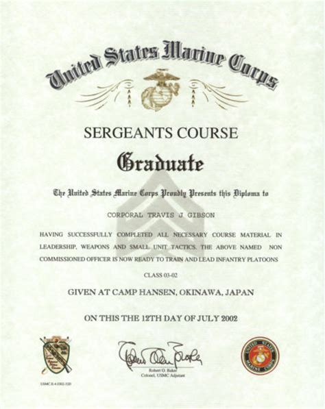 Sergeants Course Usmc Certificate