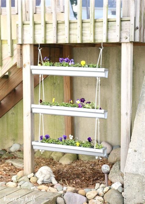 Diy Hanging Gutter Planter House By Hoff Diy Hanging Gutter Garden