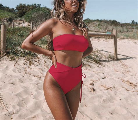 Womens Removable Strap Wrap Pad Cheeky High Waist Bikini Set Swimsuit