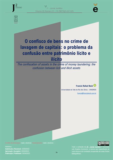 PDF O Confisco De Bens No Crime De Lavagem De Capitais O Problema Da