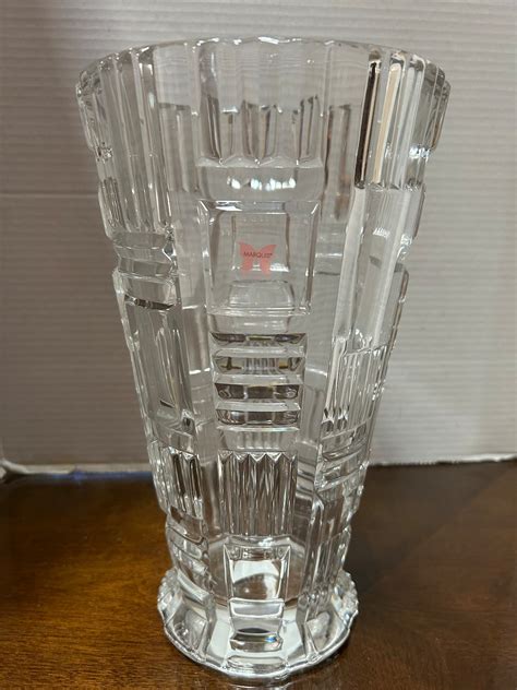 Marquis By Waterford Crystal Glass Large Cubist Vase Etsy