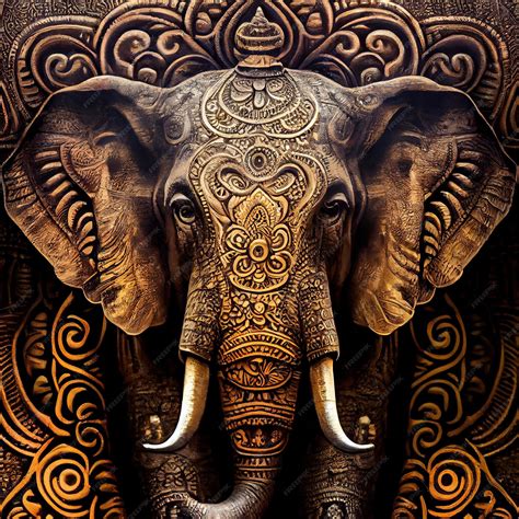 Premium Photo Decorated Indian Elephant Beautiful Elephant In Tattoos And Drawings