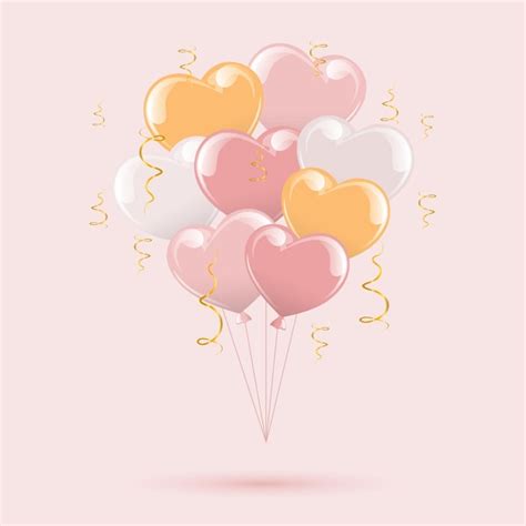 Premium Vector Bunch Of 3d Balloons Colorful Pink And Yellow Balloons