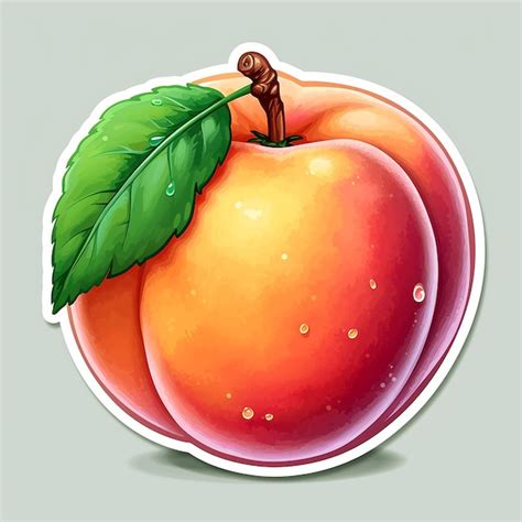 Premium Photo Ripe Peach Fruit Sticker With A White Border