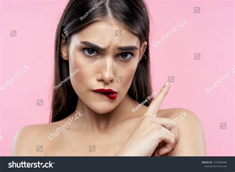 Beautiful Woman Glamor Naked Shoulders Red Stock Photo 1510989086