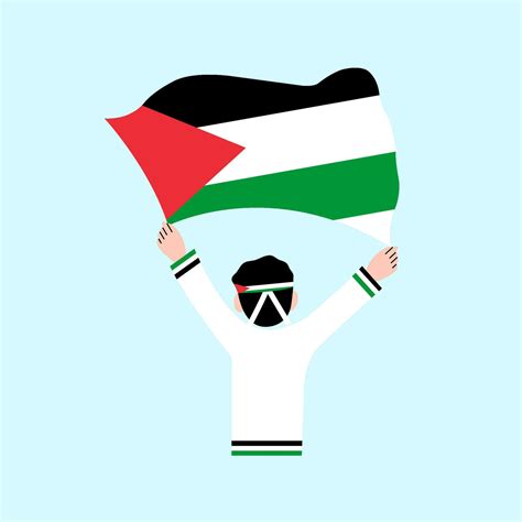 Man Holding Palestine Flag Illustration Vector Art At Vecteezy