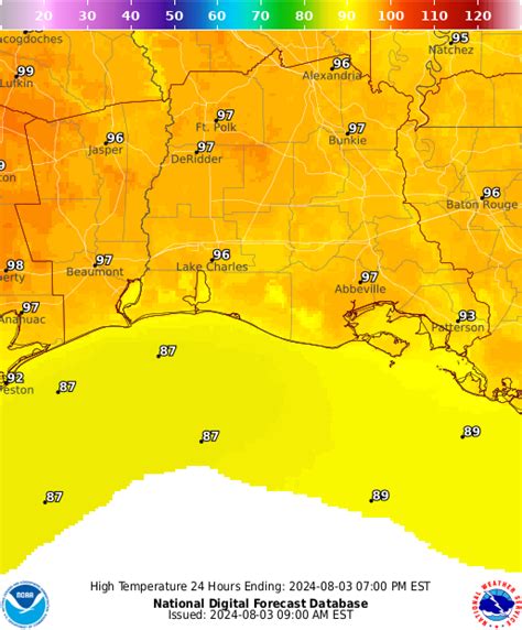 NOAA Graphical Forecast For Lake Charles LA