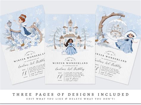 Editable Snow Princess Birthday Party Invitation Frozen Etsy