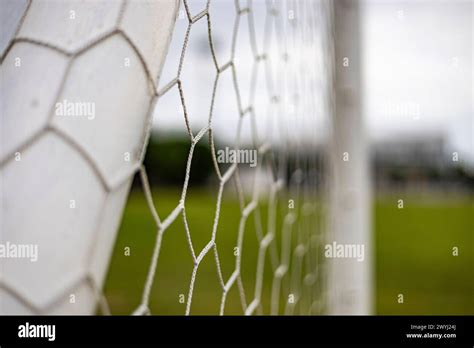 Soccer Or Football Net Background View From Behind The Goal With