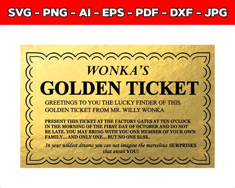 Wonka Bar Svg Ticket Golden Ticket Editable Template Diy Etsy Uk