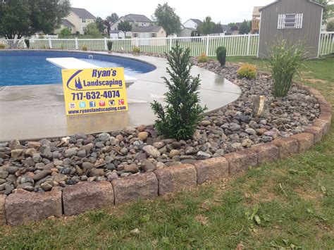 Hanover Poolscape Installation With Nicolock Edgestone In Beigebrown Ryans Landscaping