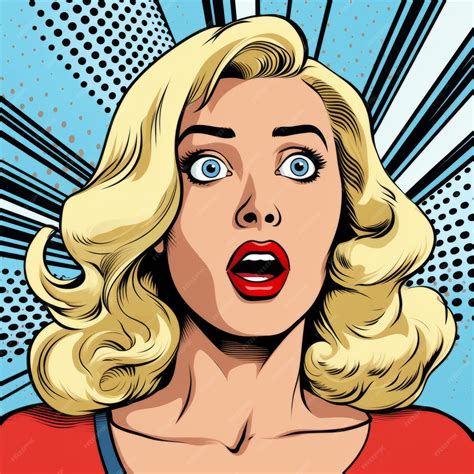 Premium Photo Surprised Blonde Woman In Comic Pop Art Style