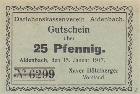 Deutschland Deutsches Reich Pfennig Notgeld Notgeldschein