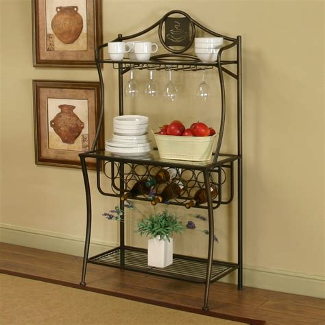 Sunset Trading Cappuccino Medium Brown Metal Bakers Rack with Wine Storage at Lowes.com